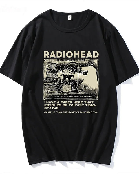 Radiohead Vintage Printed T-shirt Men Women Harajuku Short Sleeve Classic High Quality O-neck Top Loose Plus Size Tee Streetwear