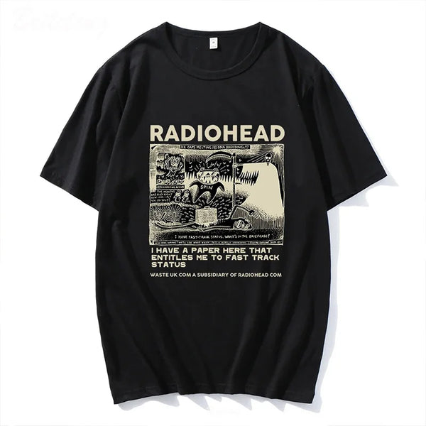 Radiohead Vintage Printed T-shirt Men Women Harajuku Short Sleeve Classic High Quality O-neck Top Loose Plus Size Tee Streetwear