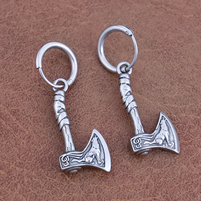 Retro Nordic Vikings Axe Earrings Man