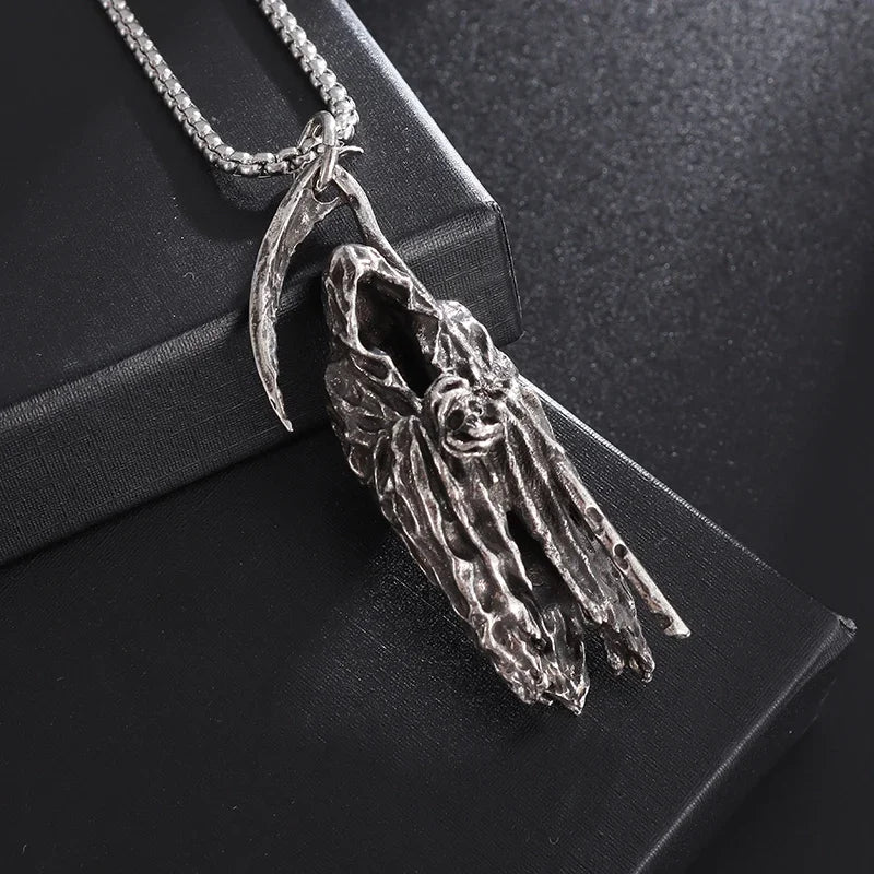 Gothic Mysterious Devil Hell Death Scythe Necklace