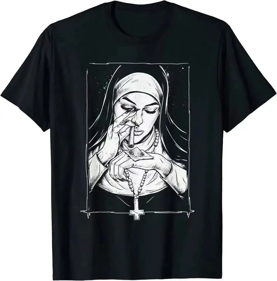 Take Drugs Nun T Shirt Casual New Arrival Summer Graphic T Shirts