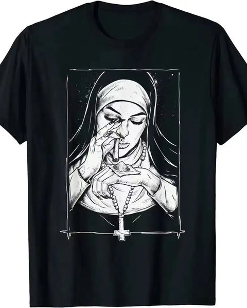 Take Drugs Nun T Shirt Casual New Arrival Summer Graphic T Shirts