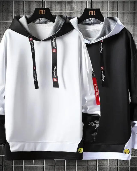 Trendy Two-Piece Illusion Sweatshirt Hooded