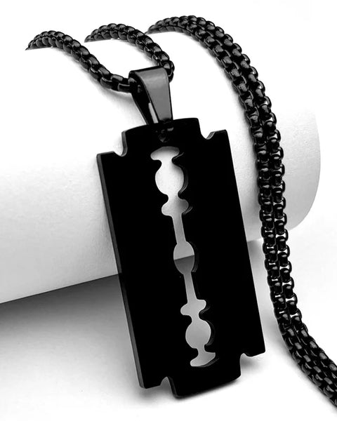 Gothic Blade Razor Pendant Necklaces