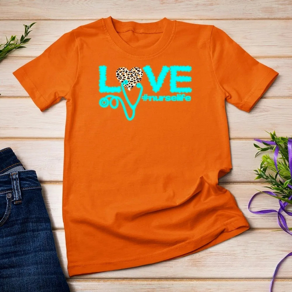 Nurse Day Life Theme T Shirt Nurses Week Healthcare Nursing Unisex T-shirt Women Crewneck Cotton Short Sleeve Casual Summer Tee