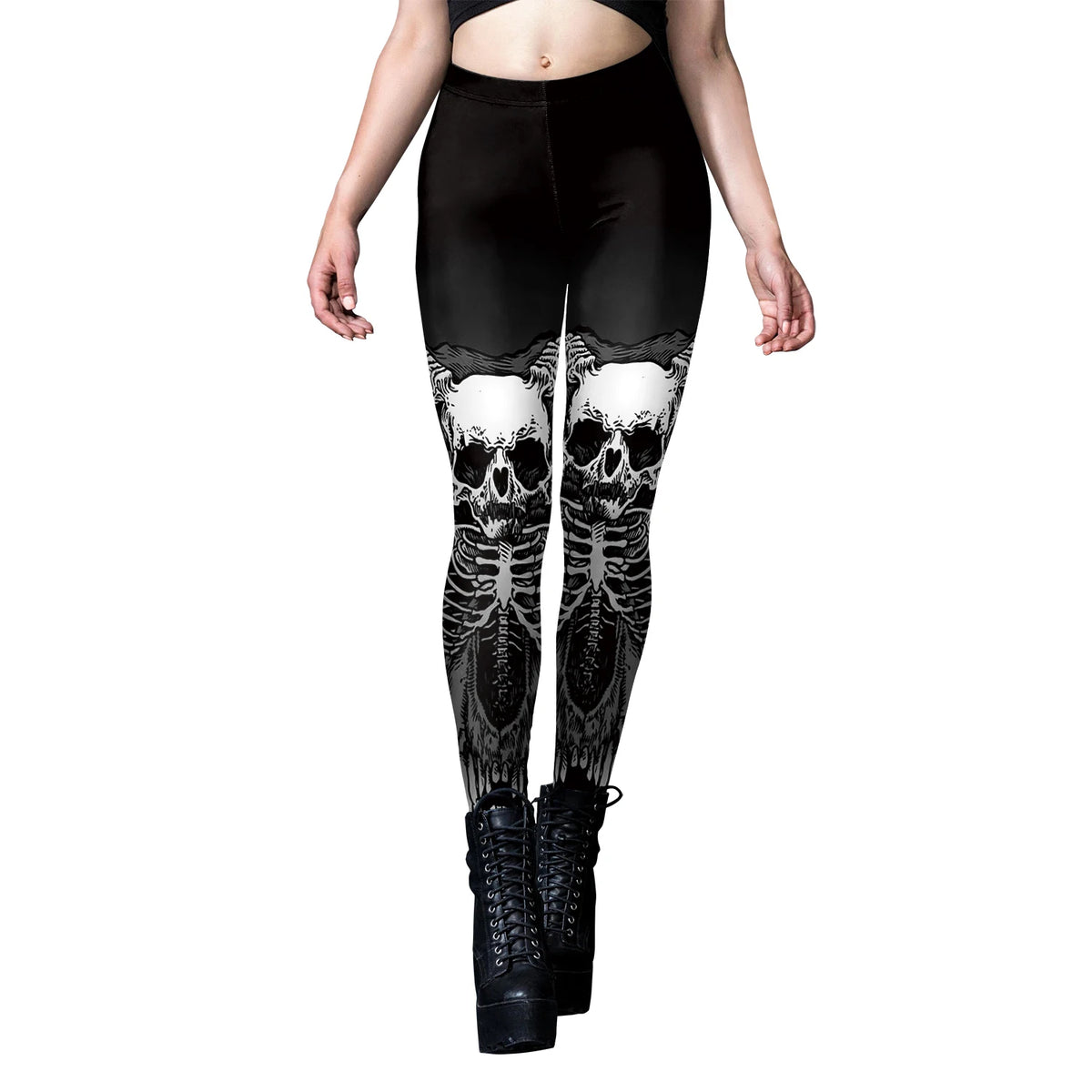 Punk Women Legging Gothic Fitness Ankle Pants Sexy Stretch Black Leggings