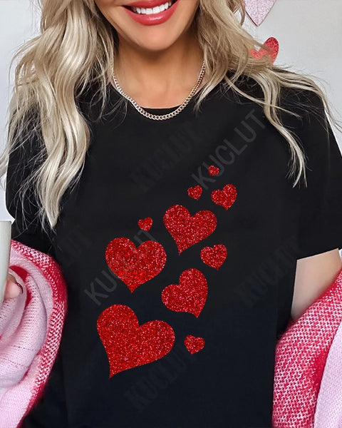 Womens Valentines Shirts Cute Heart T Shirts Funny Valentines Day Tees for Ladies Short Sleeve Clothes Summer Fashion T-shirts