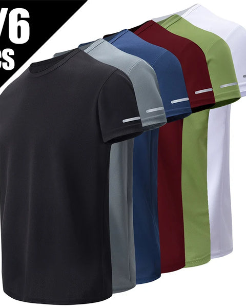 6/1 Pack Men's Summer Solid Color Mix And Match Short-sleeved Young Men's Loose Quick-drying Sports Running Shirt Middle-aged T-