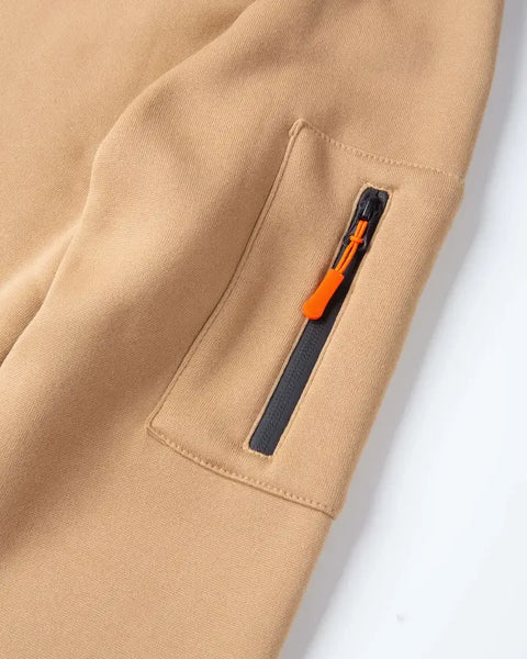 Men's Fashionable Hooded Sweatshirt with Multiple Pockets and Zippers, Casual Long Sleeved Pullover, Regular Fit, Solid Color Kn