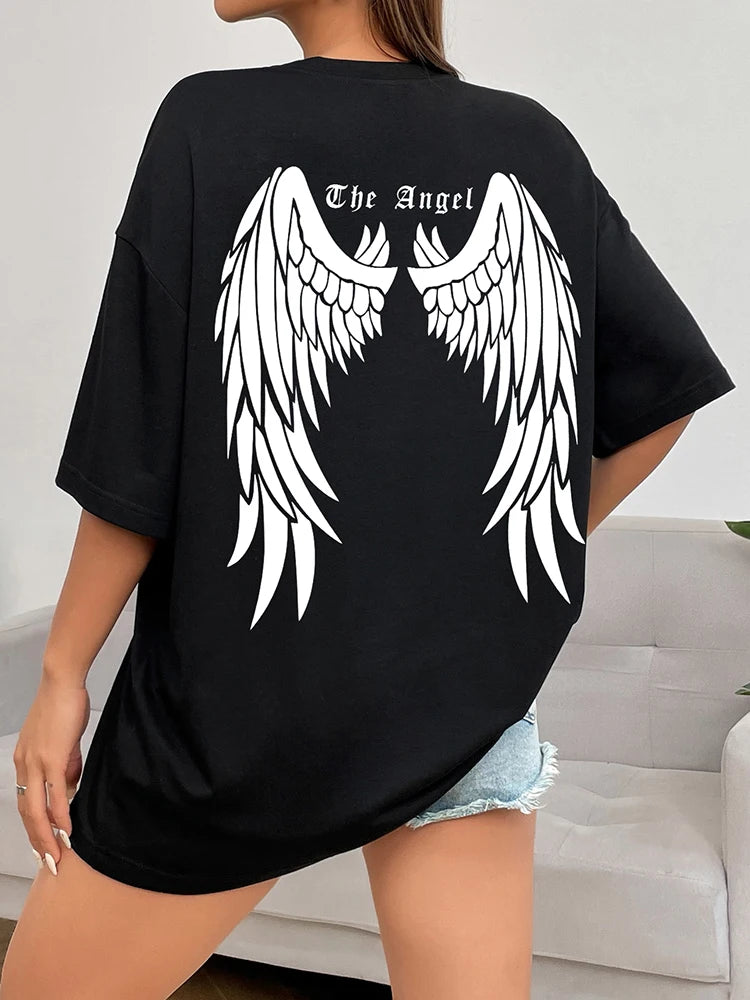 Dark Angel Wing Hot sale Graphic Printed T-Shirts For Women  Oversized Clothing