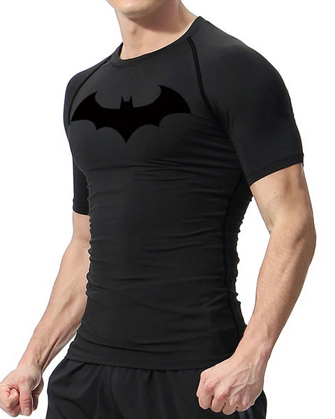 Bat Graphic Compression Shirts for Men Short Sleeve Rash Guard Gym Workout