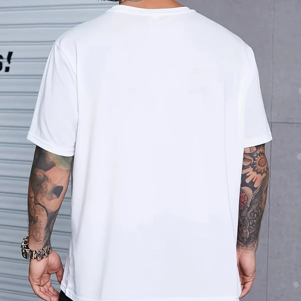 Men's 100% cotton summer fashion casual loose fit oversized Skull pattern printed sports round neck short sleeved T-shirt top