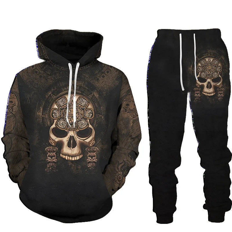 Men's Tracksuit Suit  Terror Skull Graphic 3D Print