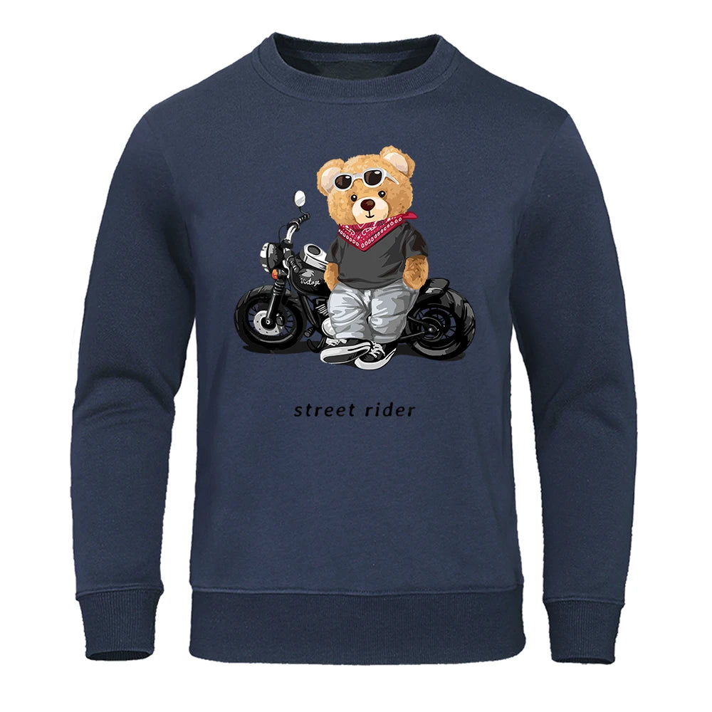 Motorcycle Enthusiast Street Rider Hoodie Men'S Sport Pullover Top Soft Streetwears Comfortable O-Neck Sweatshirt Mens