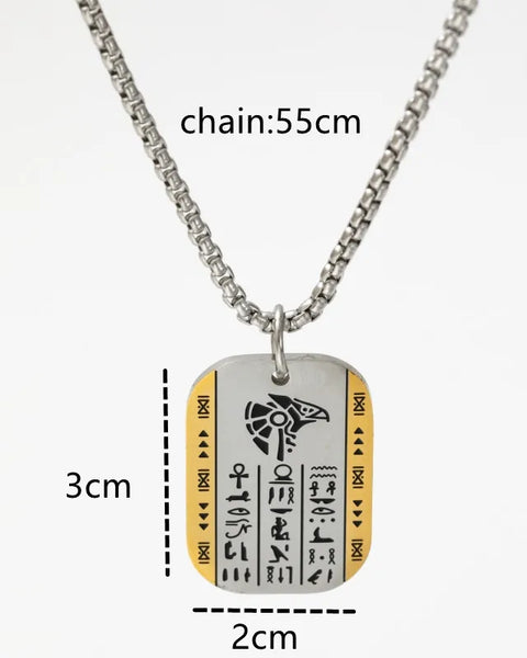 Vintage Hypoallergenic Jewelry Rune Necklace Eye of Horus Anubis Tag Pendant  for Men Women