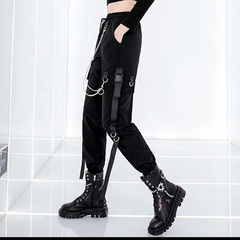 Women's Cargo Jogger Pants Baggy Cargo Pants with chain