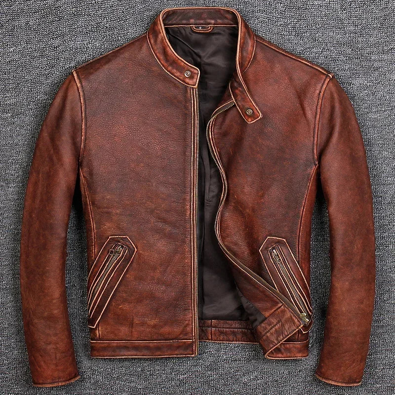 Winter  Men's Genuine Cow Leather Jacket