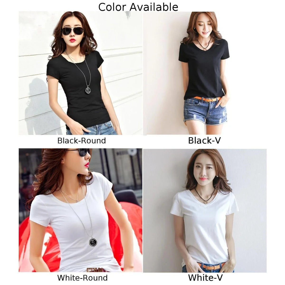 Fashion Women Spring Summer Cotton T-shirt Short Sleeve Female Tee Slim Solid Color T-Shirt Casual Breathable Tops