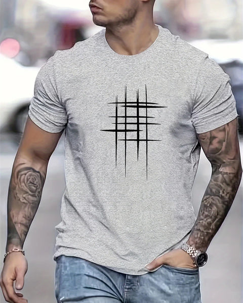 Simple Line Graphic T Shirts For Men Summer Fashion Short Sleeve O Neck 3D Printed T-shirts Loose Casual Breathable Tees Tops