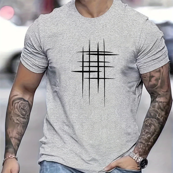 Simple Line Graphic T Shirts For Men Summer Fashion Short Sleeve O Neck 3D Printed T-shirts Loose Casual Breathable Tees Tops
