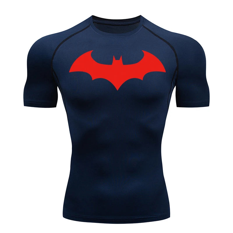 Bat Graphic Compression Shirts for Men Short Sleeve Rash Guard Gym Workout