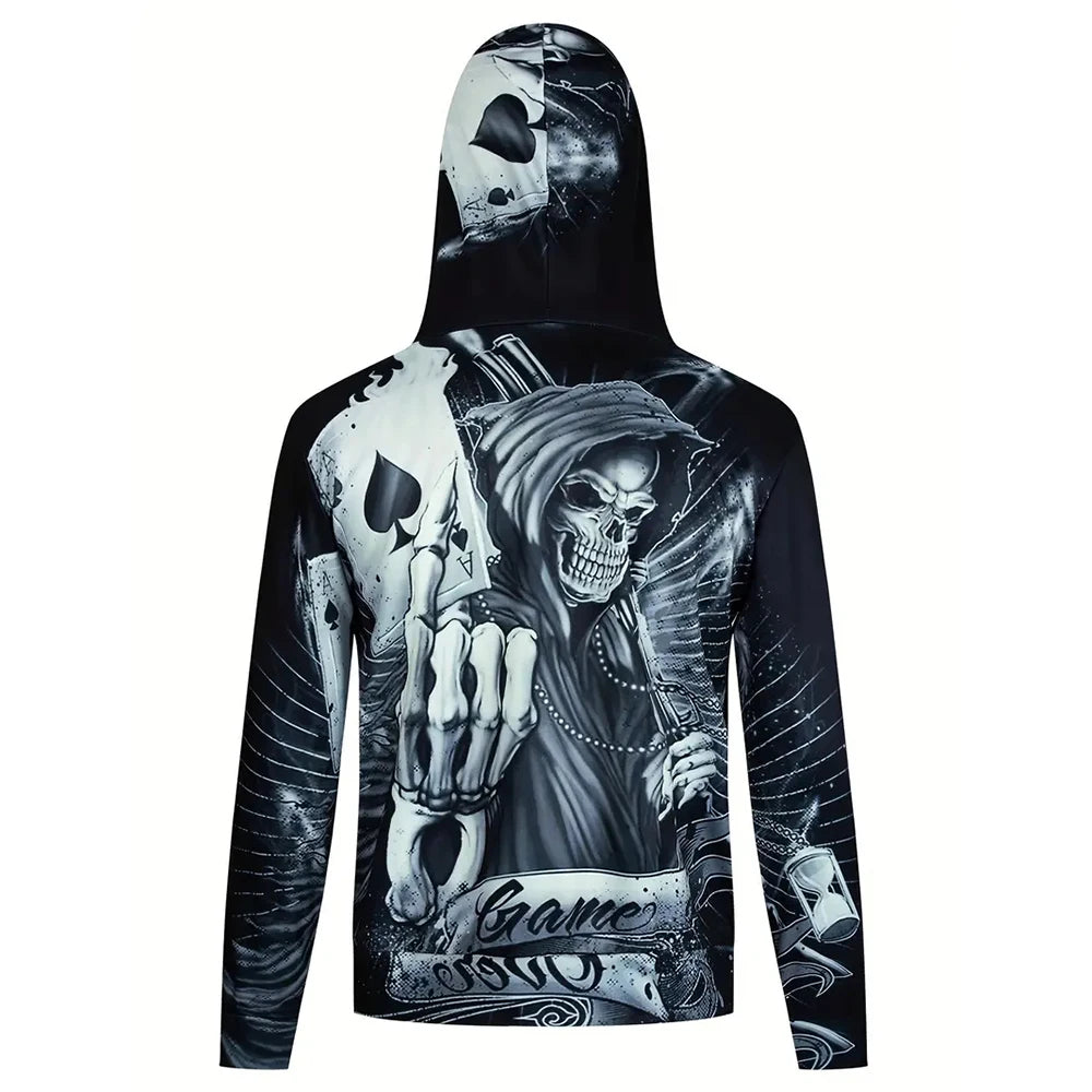 Retro Men's 3D Printed Skull Spades hoodies