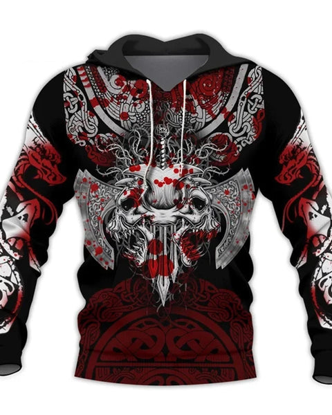 Vintage  Viking Mythology  Long Sleeve Oversized   Hoodie