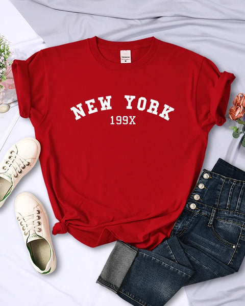 New York 199X Personality Letter T Shirt Womens Fashion Brand Short Sleeve Casual Comfortable Tee Shirtsport Summer T-Shirts