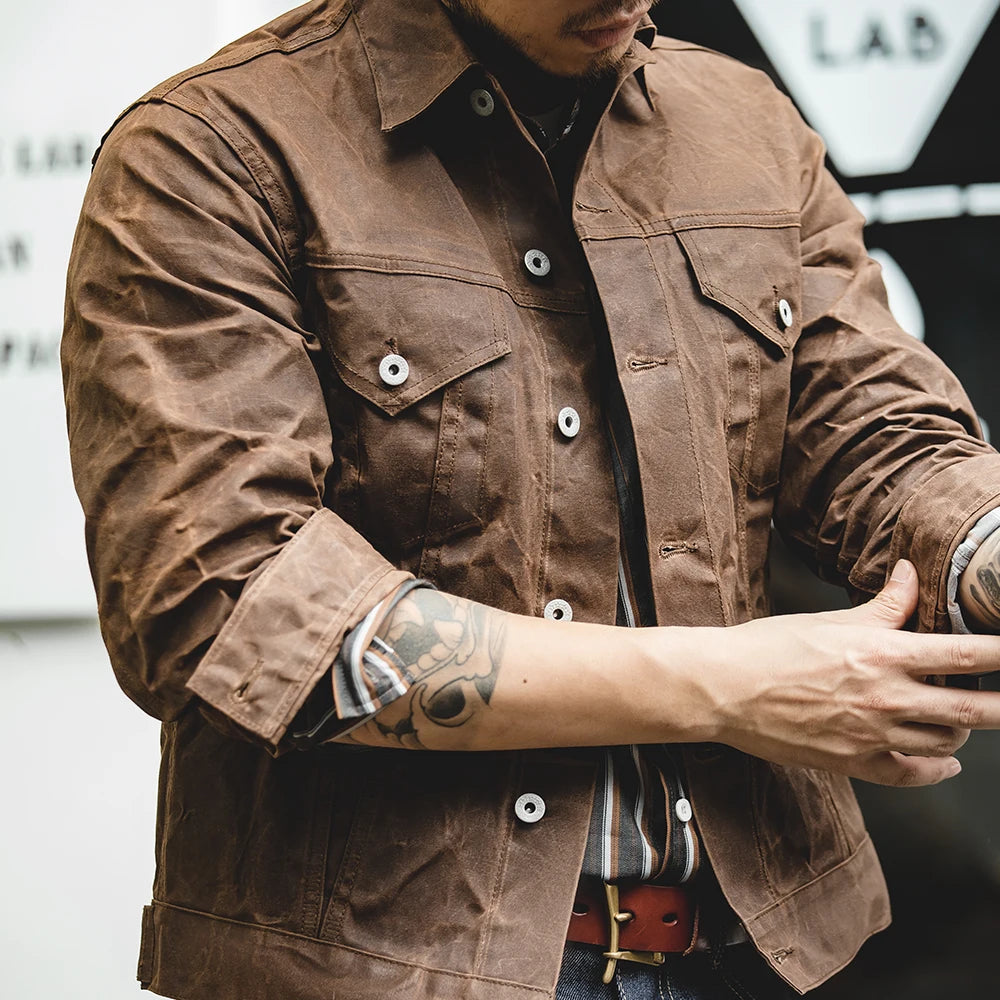 Retro Oil Waxed Jacket Canvas Cotton