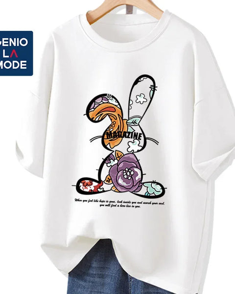 Summer Loose Women's T-Shirt Pure Cotton High Quality Printed Short Sleeve Women's Short Sleeve T-Shirt Free Shipping