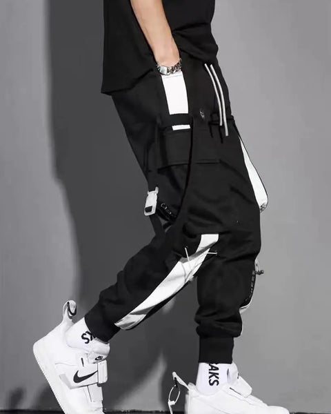 Classic Streetwear Casual Men Ribbons Harem Jogging Pants