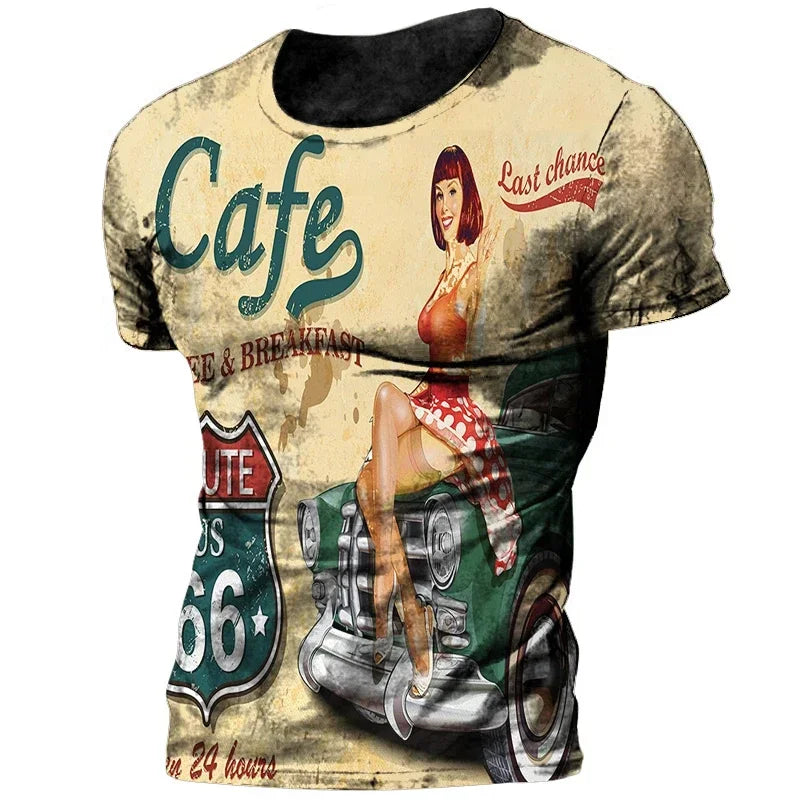 Vintage 66 Route Biker  Men's T Shirts