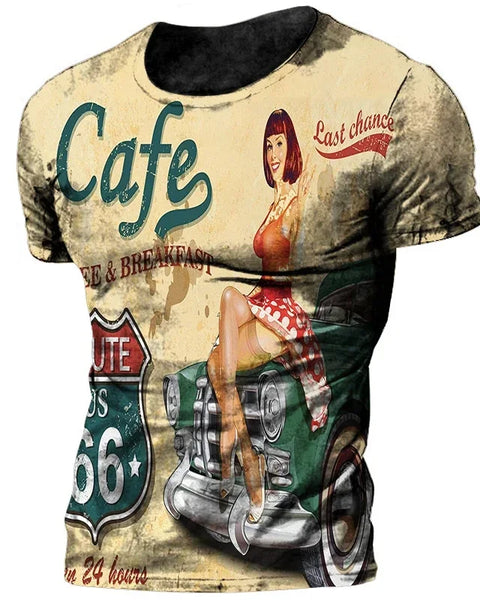 Vintage 66 Route Biker  Men's T Shirts