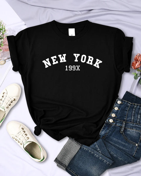 New York 199X Personality Letter T Shirt Womens Fashion Brand Short Sleeve Casual Comfortable Tee Shirtsport Summer T-Shirts