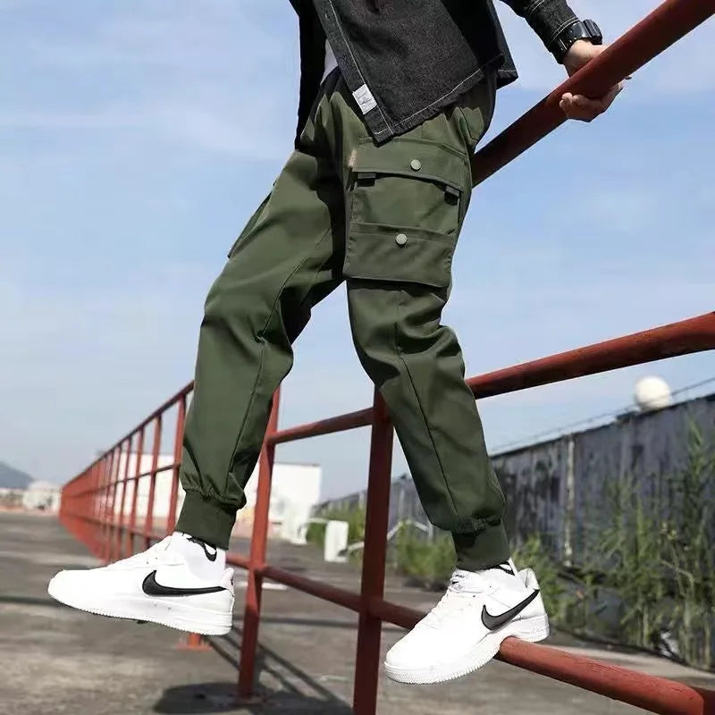 Classic Streetwear Casual Men Ribbons Harem Jogging Pants