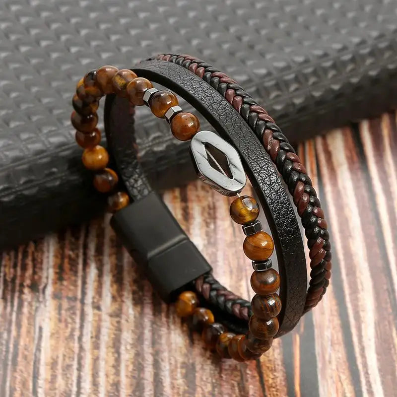 Tree of Life  Multi Layer Leather Bracelet For Men