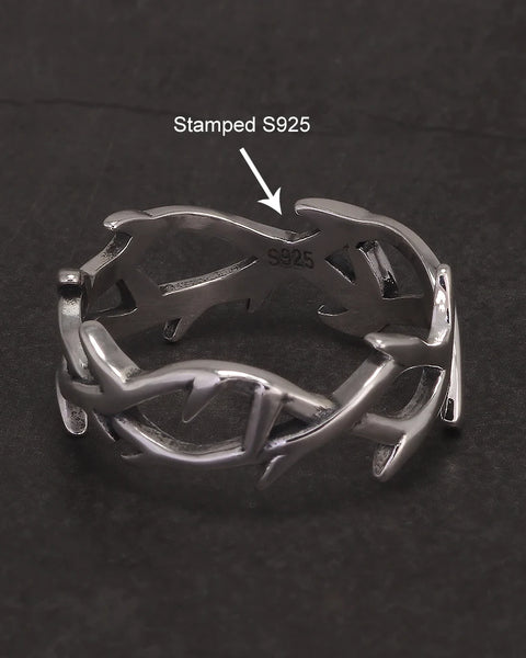 925 Sterling Silver Gothic Thorn Couple Rings for Women Men  Adjustable