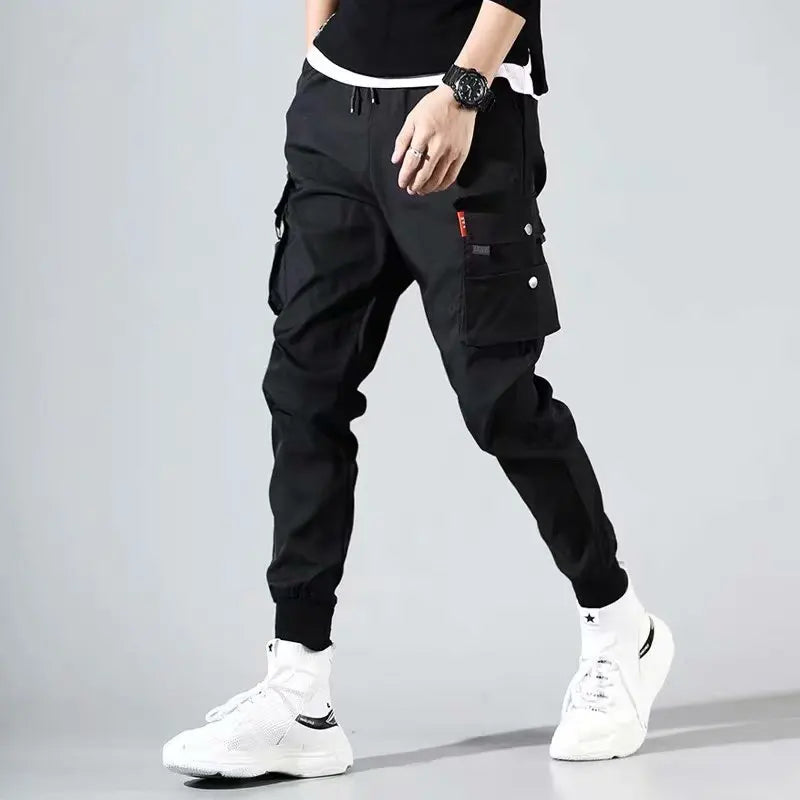 Classic Streetwear Casual Men Ribbons Harem Jogging Pants