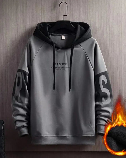 Pullover Sweatshirt Breathable Winter Hooded Plush Lining Men Sweatshirt Thick Skin-Touch Pullover Hoodie Daily Clothing