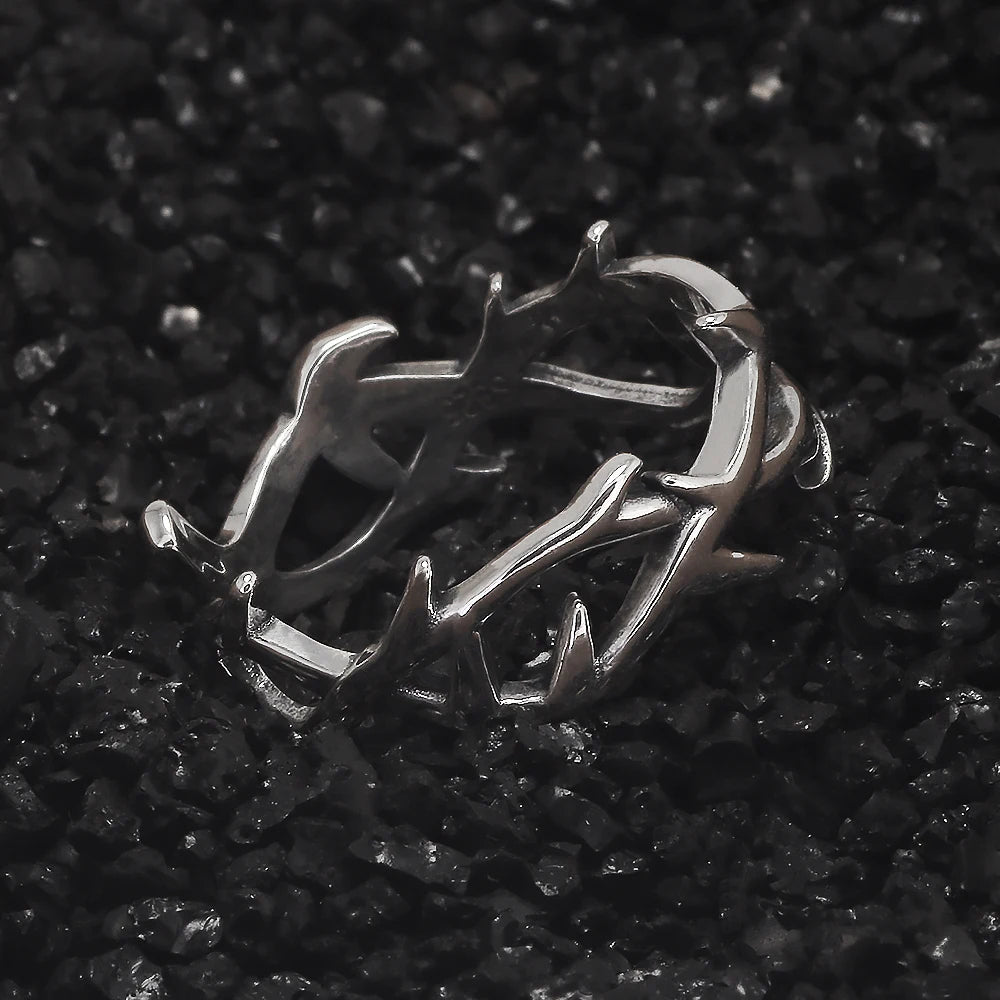 925 Sterling Silver Gothic Thorn Couple Rings for Women Men  Adjustable