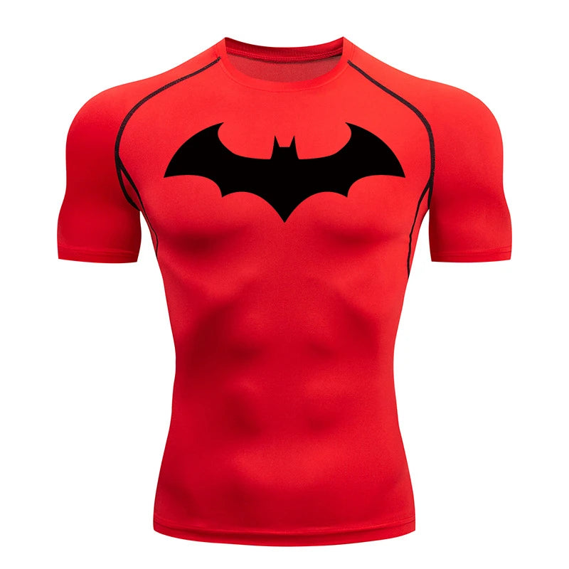 Bat Graphic Compression Shirts for Men Short Sleeve Rash Guard Gym Workout