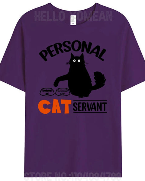 Black Cat Personal Cat Servant Funny Cat Meme Women Men's T-Shirt