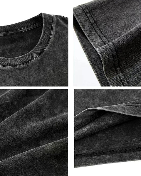 2025 Washed Vintage T-Shirts Street Hip Hop Retro Punk T Shirt women Harajuku Casual Cotton Short Sleeve Acid Wash TShirts top