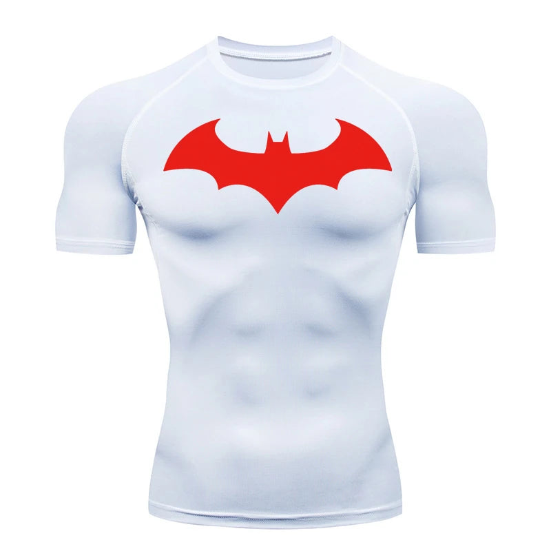 Bat Graphic Compression Shirts for Men Short Sleeve Rash Guard Gym Workout