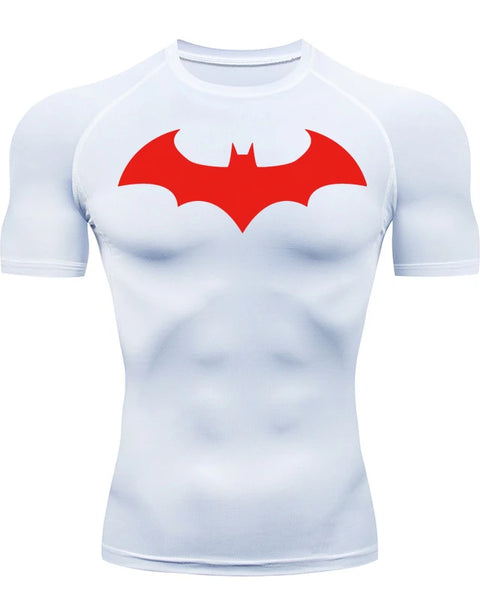 Bat Graphic Compression Shirts for Men Short Sleeve Rash Guard Gym Workout