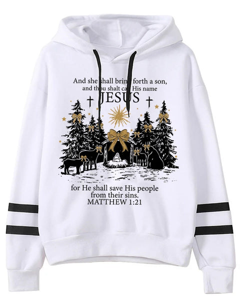 Vintage Long Sleeve  Women's Jesus Christmas Hoodies