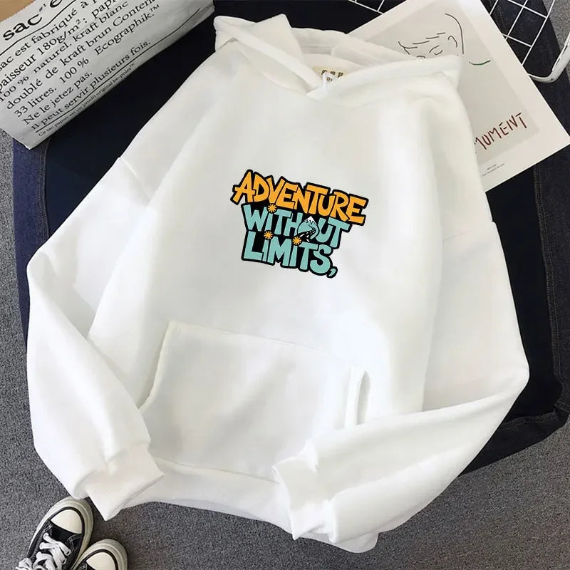 Adventure Without Limits Letters Print Hoody Sweatshirts Teens Pullover Sweatshirt Luxury Streetwear Solid Pullovers Tops