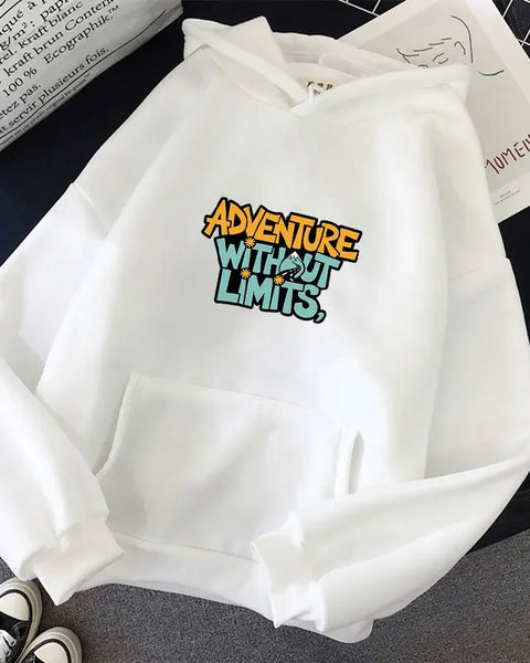 Adventure Without Limits Letters Print Hoody Sweatshirts Teens Pullover Sweatshirt Luxury Streetwear Solid Pullovers Tops