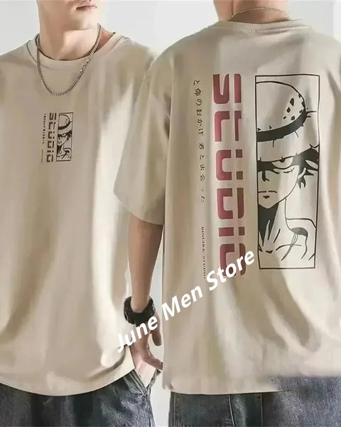 (Uniqlo）Japanes One Piece Cotton Luffy Tshirt Top Men Cotton T Shirt Summer Women Men Cotton Oversized Tshirt For Men Clothes