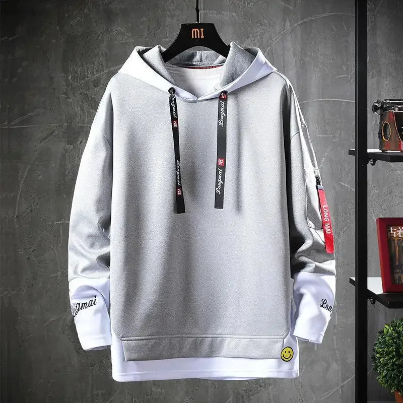 Trendy Two-Piece Illusion Sweatshirt Hooded